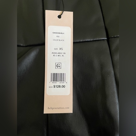 BCBGENERATION-Women's Faux-Leather Flounce-Hem Mini Dress-XS-black Retail $128 - Picture 7 of 12